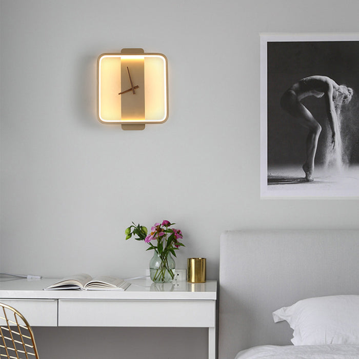 Nordic Wall Lamp with Clock | Modern Bedroom Bedside LED Light Fixture – DecoRight