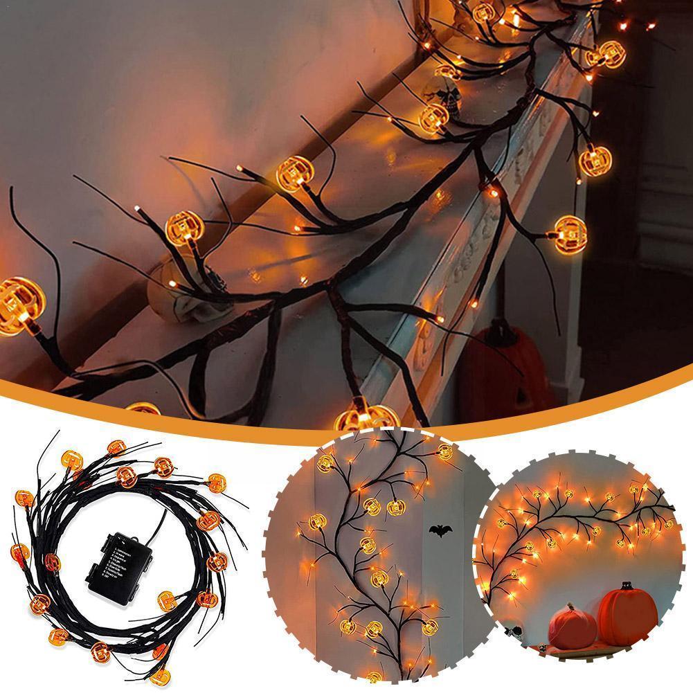 Halloween LED Willow Vine String Lights | Bat & Pumpkin Party Décor – DecoRight