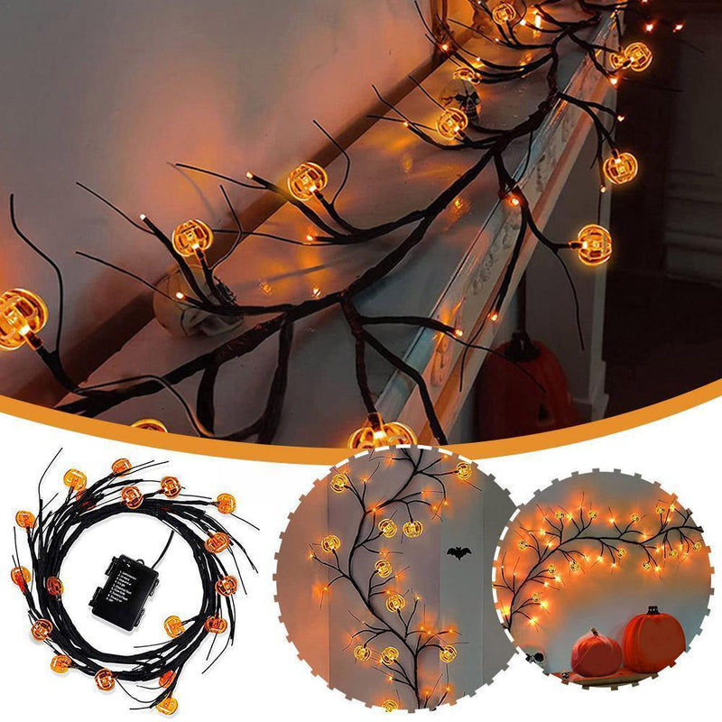 Halloween LED Willow Vine String Lights | Bat & Pumpkin Party Décor – DecoRight