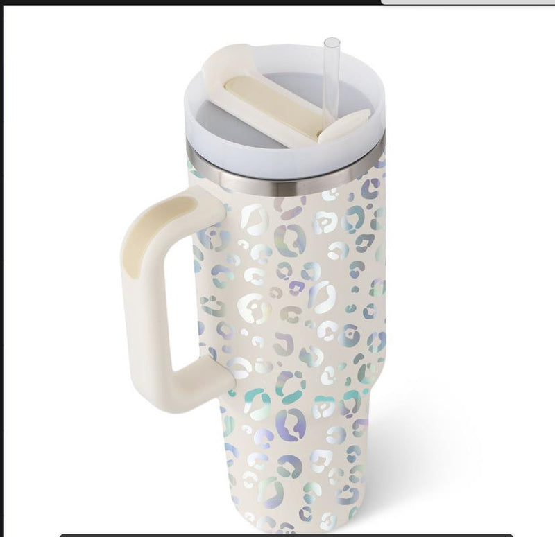 DecoRight 40oz Insulated Tumbler with Handle & Straw | Spill Proof Stainless Steel Mug