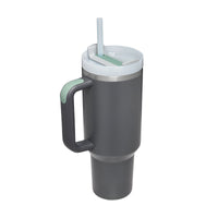 DecoRight 40oz Insulated Tumbler with Handle & Straw | Spill Proof Stainless Steel Mug
