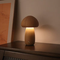 Wooden Mushroom LED Night Light with Touch Switch for Bedroom Decor | DecoRight