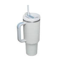 DecoRight 40oz Insulated Tumbler with Handle & Straw | Spill Proof Stainless Steel Mug