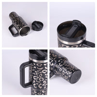 DecoRight 40oz Insulated Tumbler with Handle & Straw | Spill Proof Stainless Steel Mug