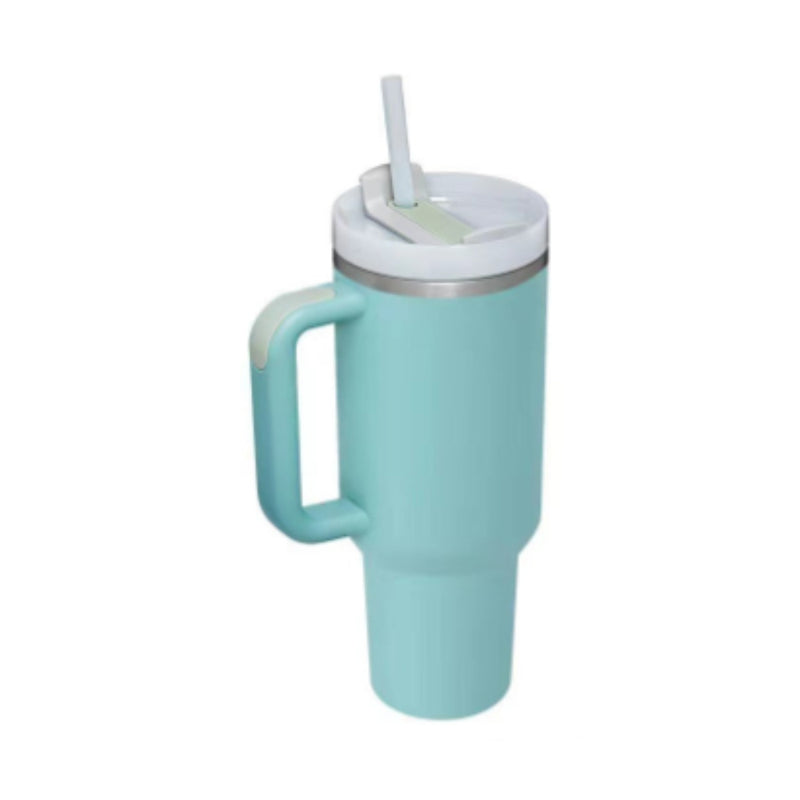 DecoRight 40oz Insulated Tumbler with Handle & Straw | Spill Proof Stainless Steel Mug