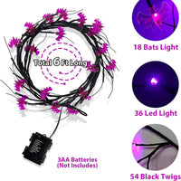 Halloween LED Willow Vine String Lights | Bat & Pumpkin Party Décor – DecoRight