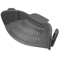Gray silicone oven mitt with textured surface on a white background